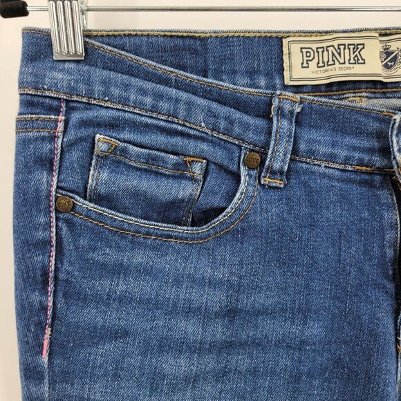 Vtg Victorias Secret Pink Womens Bootcut Jeans Sz 6L Med Wash Stretch Long - Picture 5 of 12